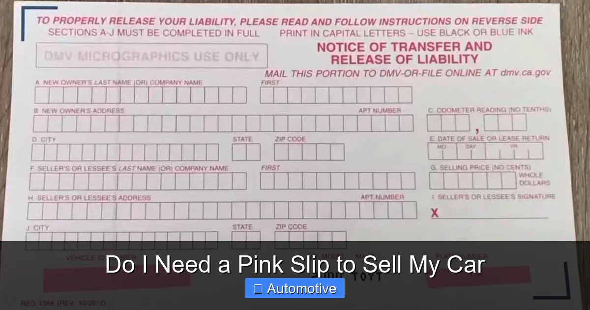 Do I Need a Pink Slip to Sell My Car