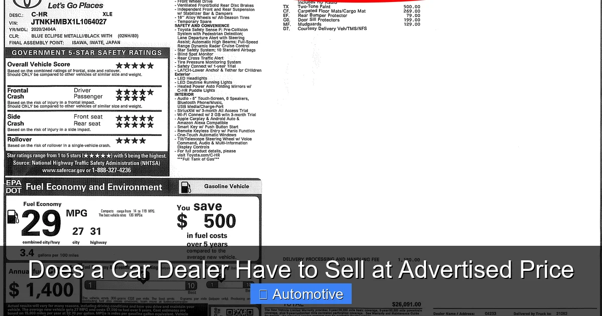 Does a Car Dealer Have to Sell at Advertised Price