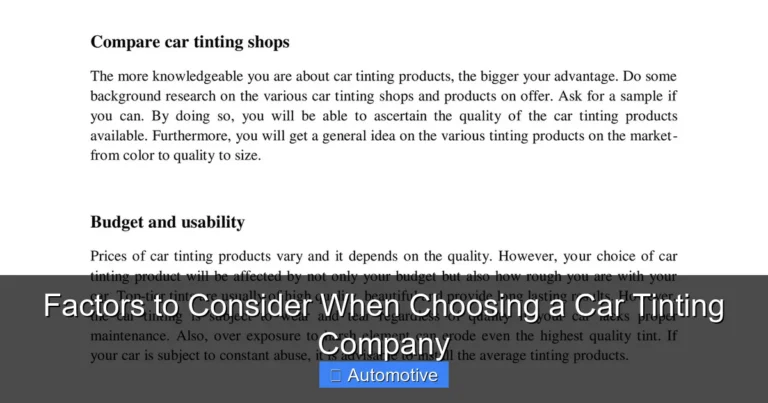 Factors to Consider When Choosing a Car Tinting Company