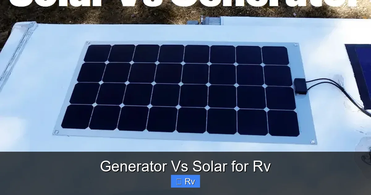 Generator Vs Solar for Rv
