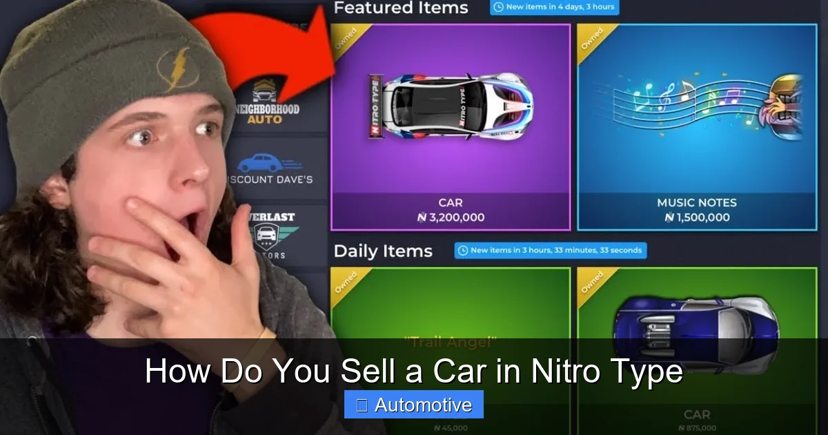 How Do You Sell a Car in Nitro Type