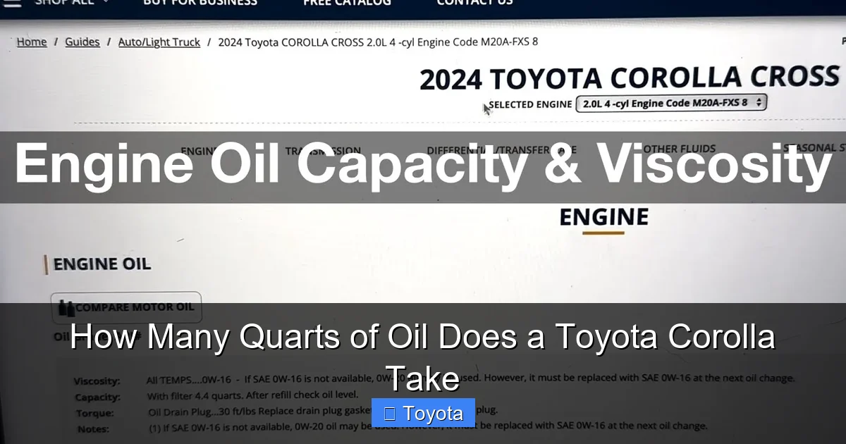 How Many Quarts Of Oil Does A Toyota Corolla Take