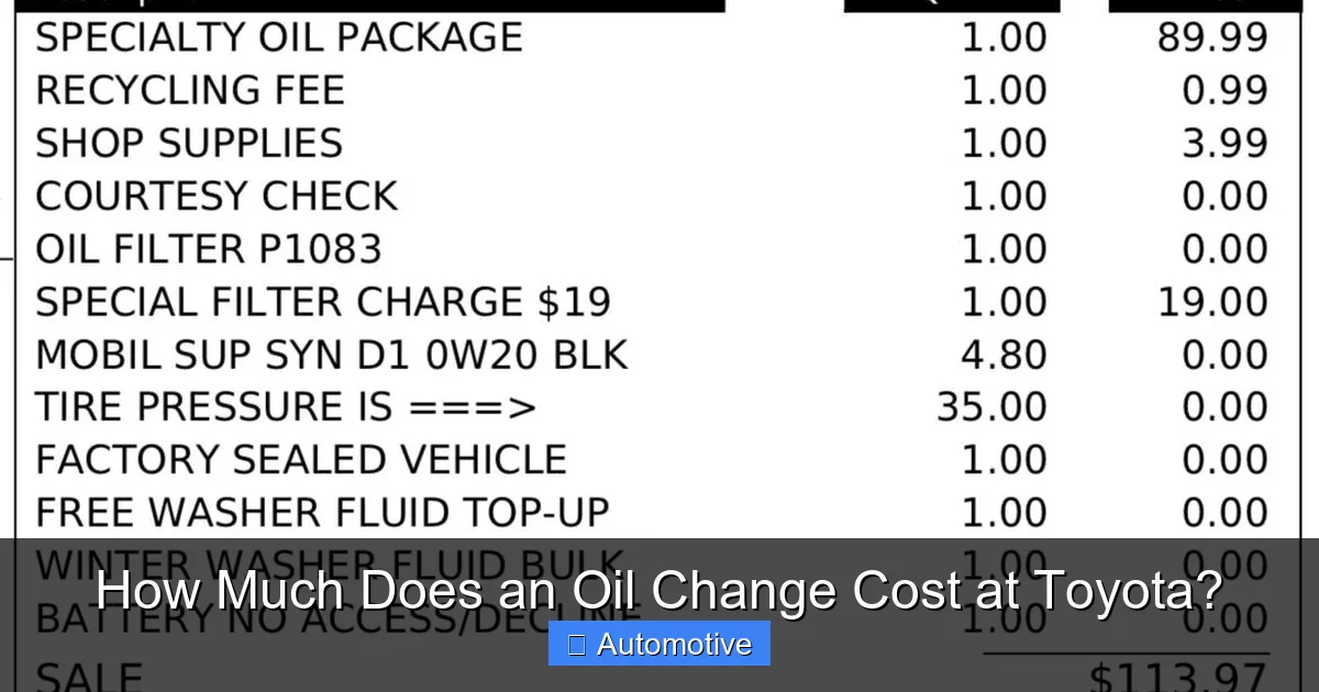 How Much Does an Oil Change Cost at Toyota?