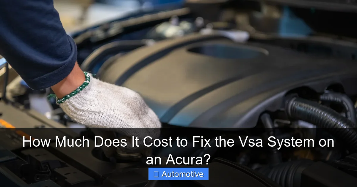 How Much Does It Cost to Fix the Vsa System on an Acura?