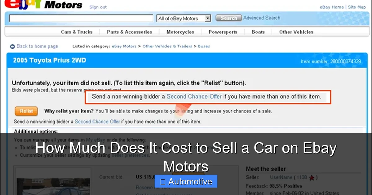 How Much Does It Cost to Sell a Car on Ebay Motors