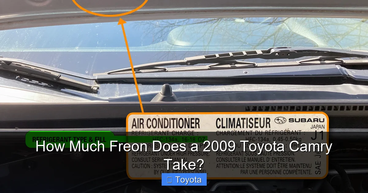 How Much Freon Does a 2009 Toyota Camry Take?