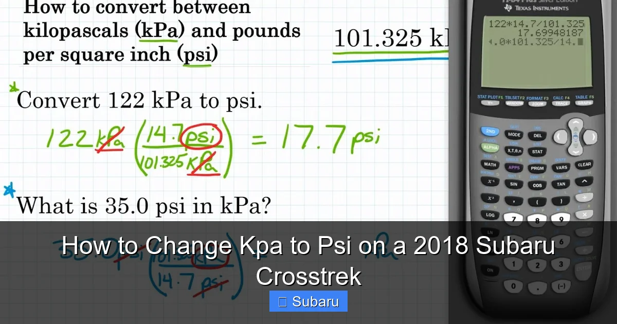 How to Change Kpa to Psi on a 2018 Subaru Crosstrek