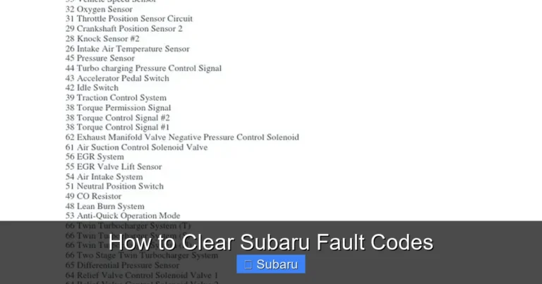 How to Clear Subaru Fault Codes