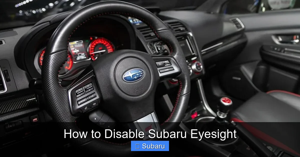 How to Disable Subaru Eyesight