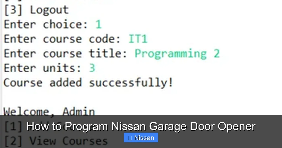How to Program Nissan Garage Door Opener