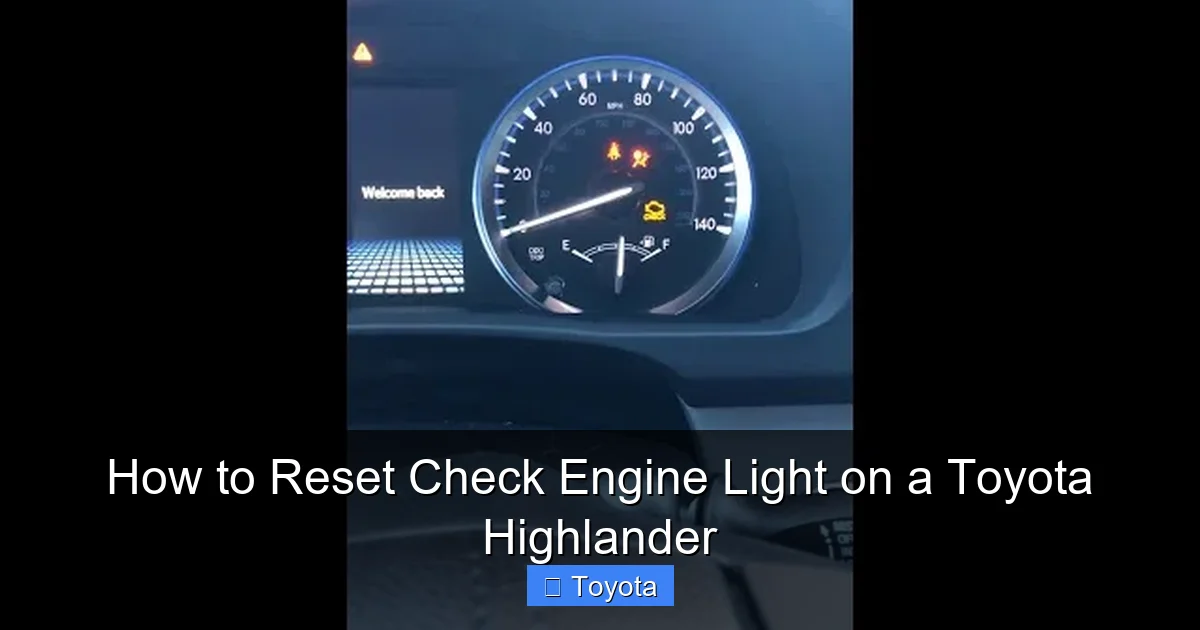 How to Reset Check Engine Light on a Toyota Highlander