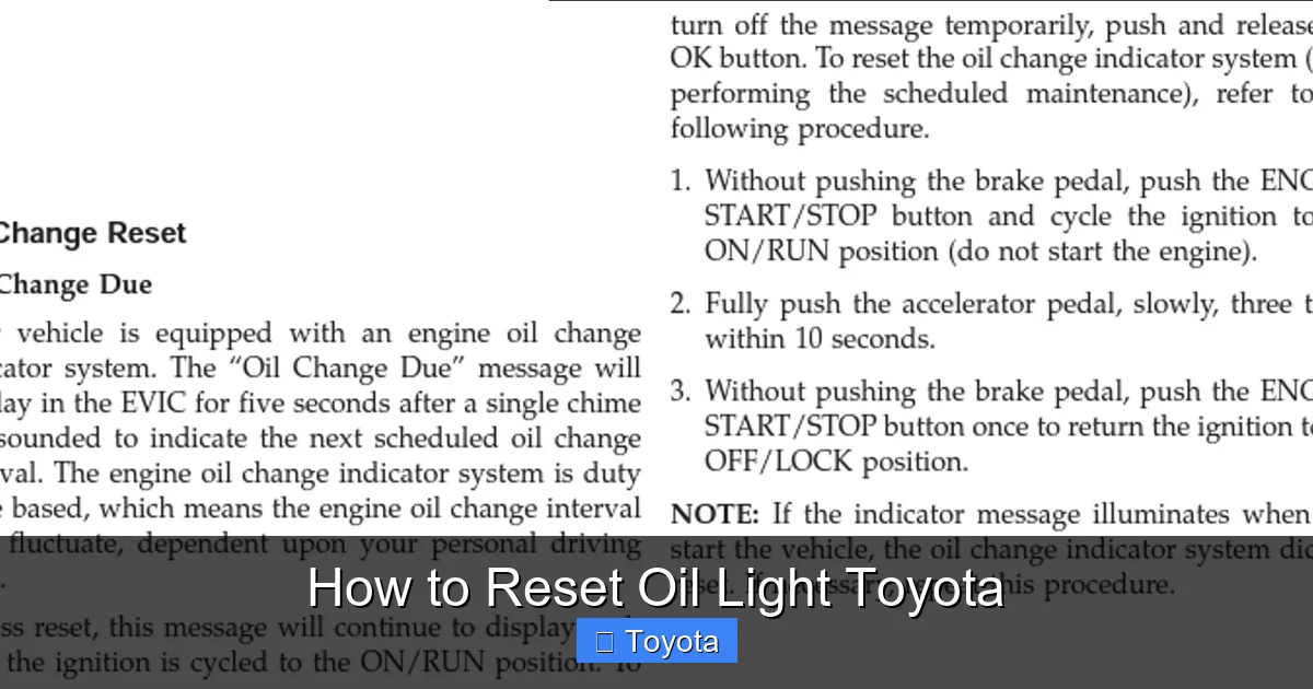 How to Reset Oil Light Toyota