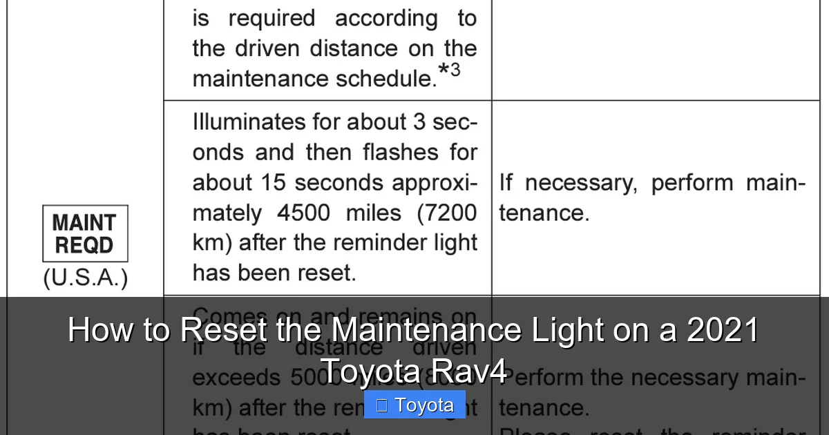 How to Reset the Maintenance Light on a 2021 Toyota Rav4