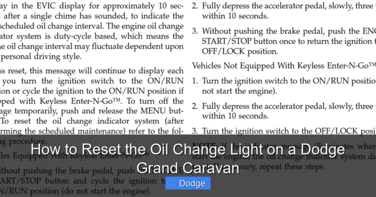How to Reset the Oil Change Light on a Dodge Grand Caravan