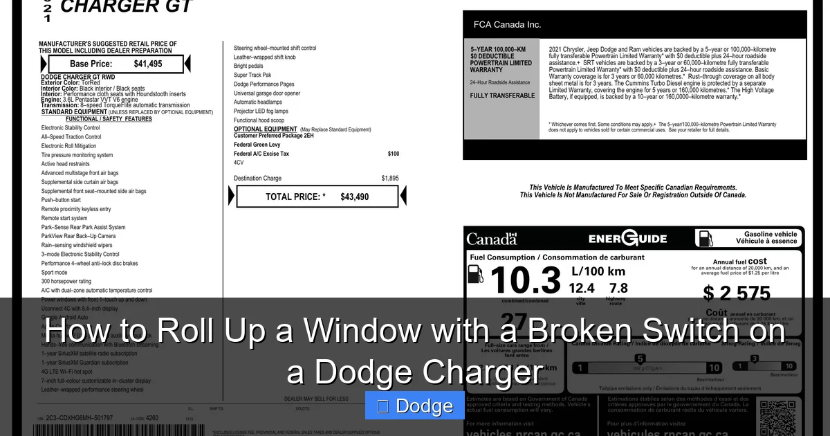 How to Roll Up a Window with a Broken Switch on a Dodge Charger