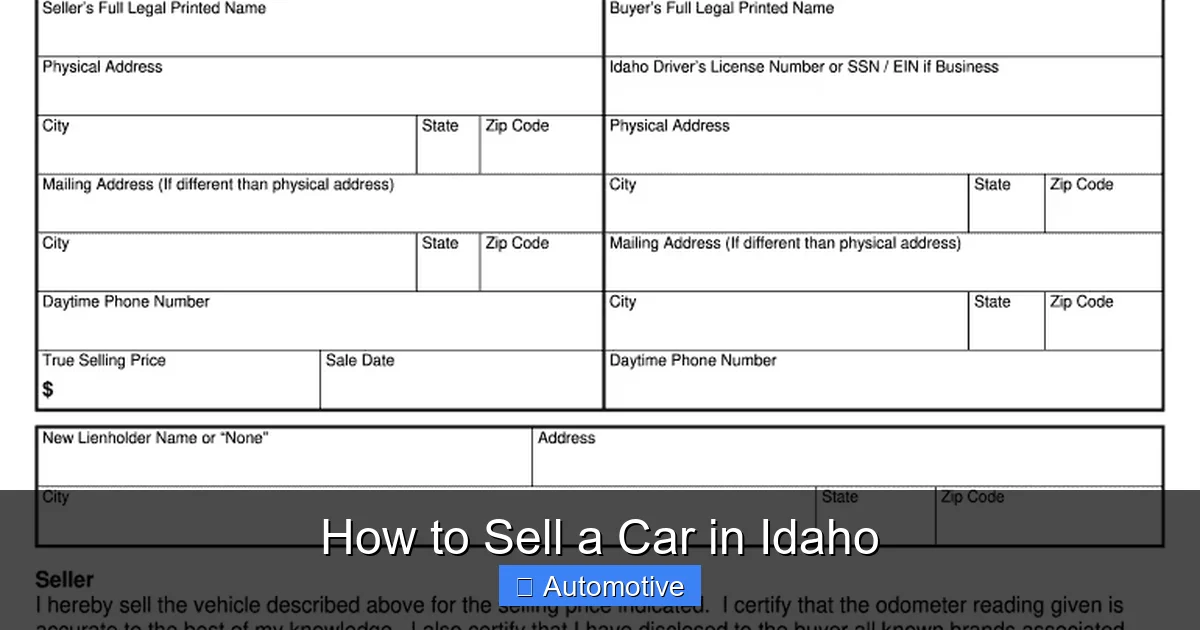 How to Sell a Car in Idaho