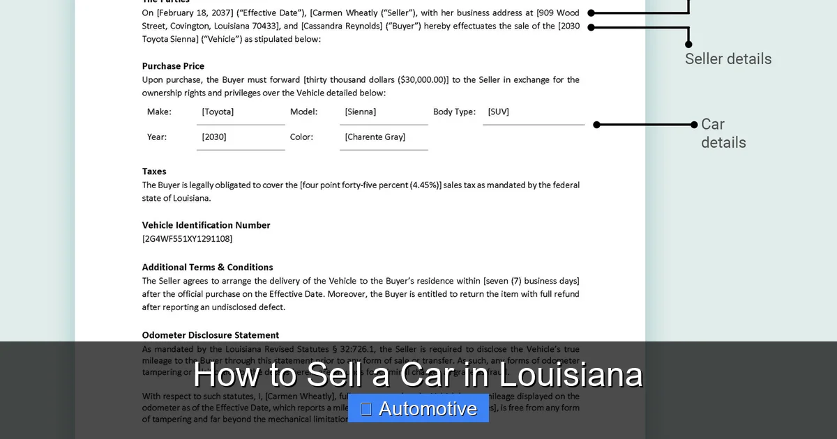 How to Sell a Car in Louisiana