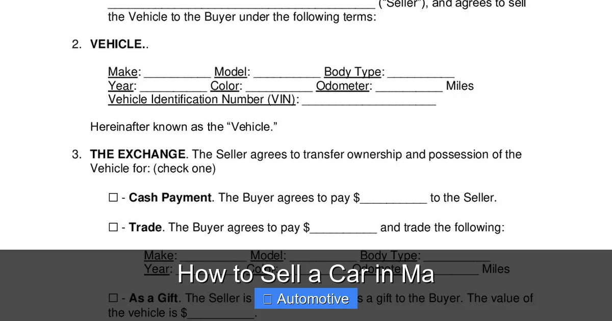 How to Sell a Car in Ma