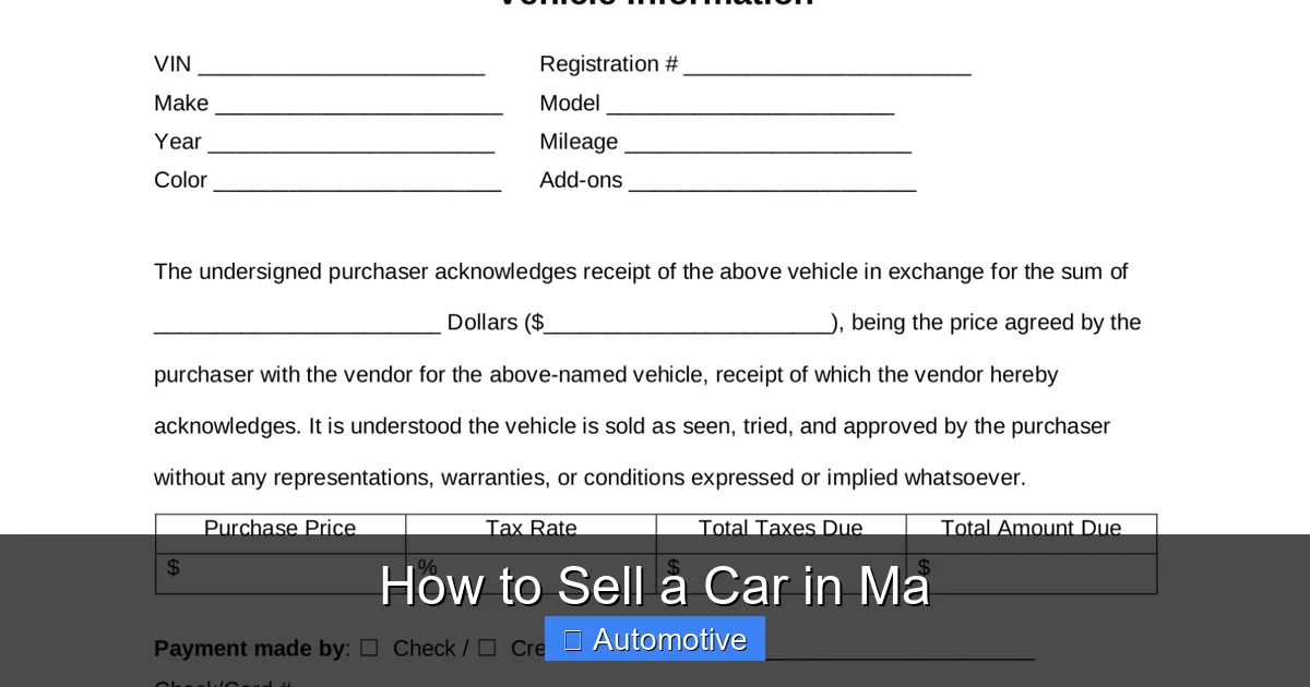 How to Sell a Car in Ma