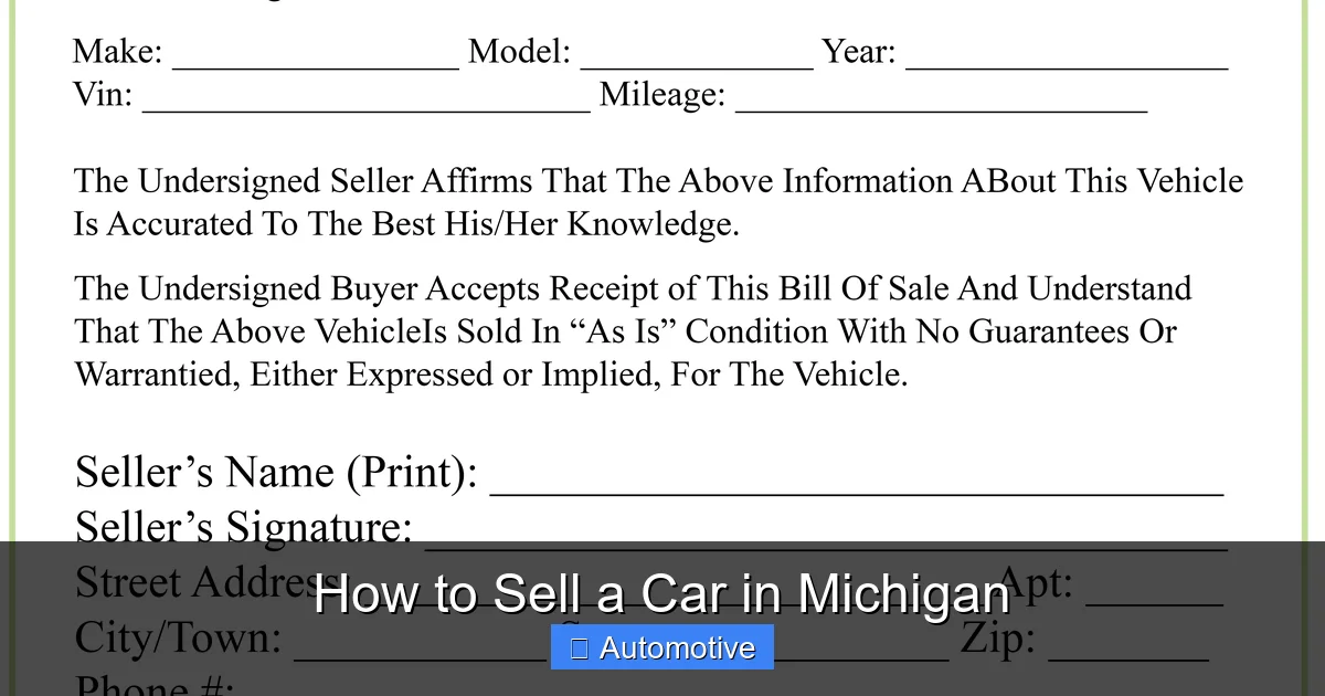 How to Sell a Car in Michigan