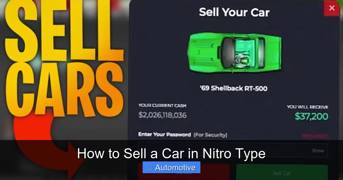 How to Sell a Car in Nitro Type