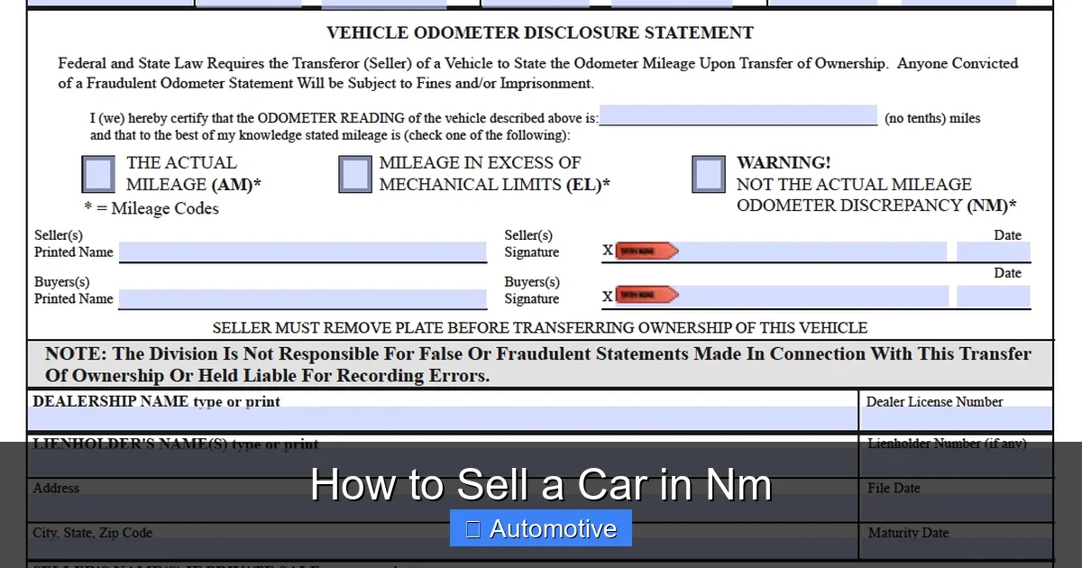 How to Sell a Car in Nm