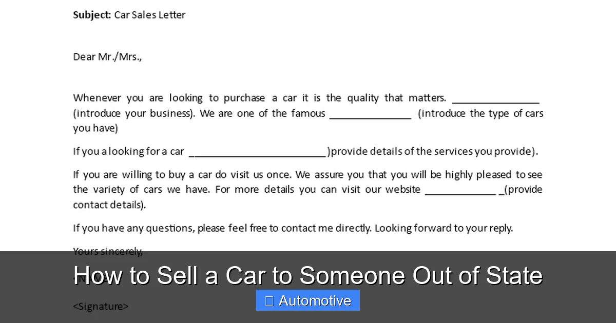 How to Sell a Car to Someone Out of State