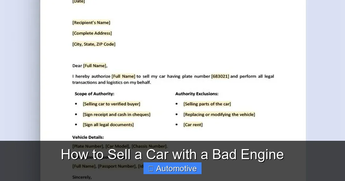 How to Sell a Car with a Bad Engine