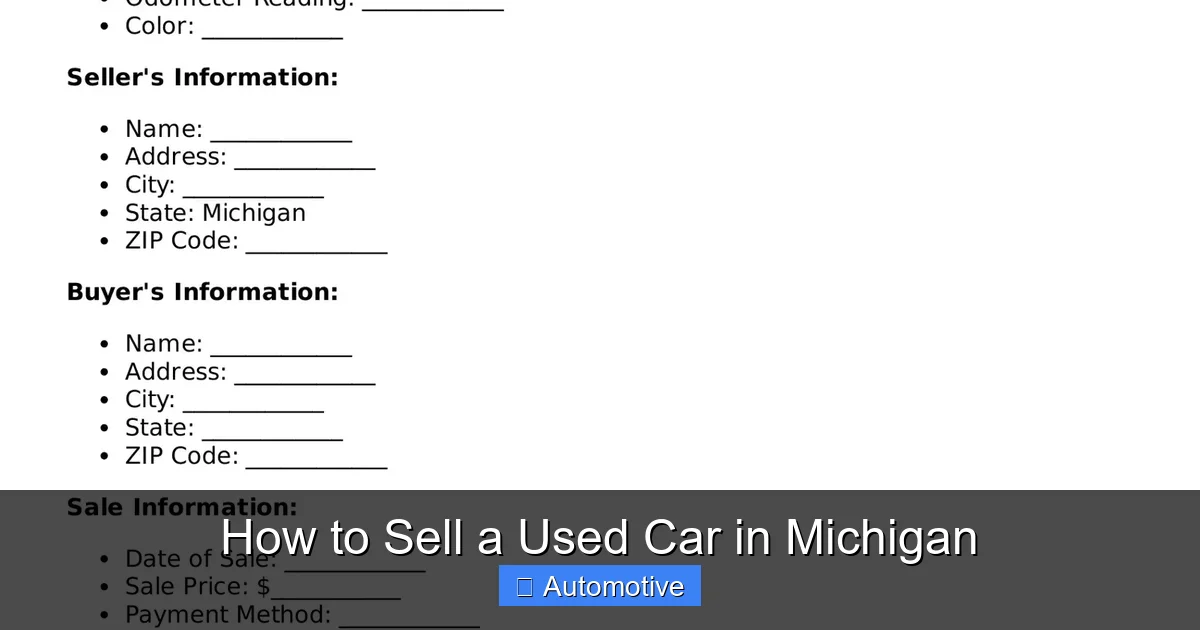 How to Sell a Used Car in Michigan