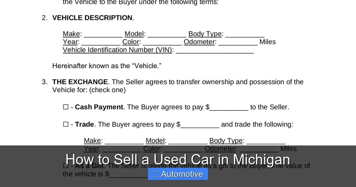 How to Sell a Used Car in Michigan