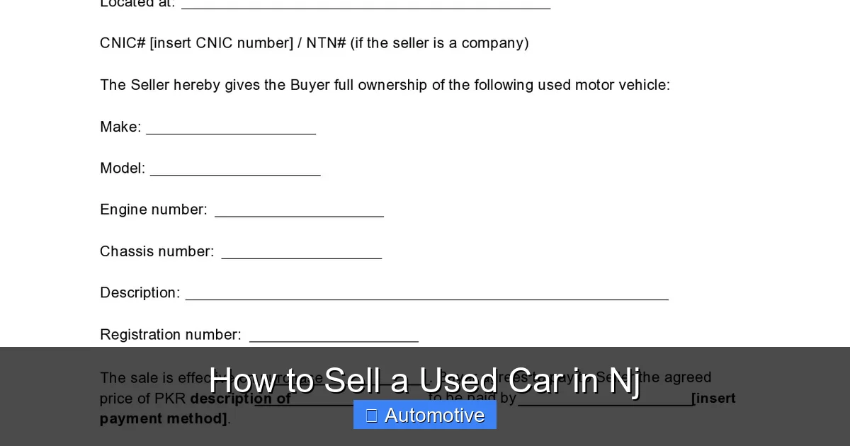 How to Sell a Used Car in Nj