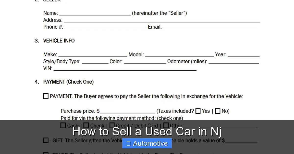 How to Sell a Used Car in Nj