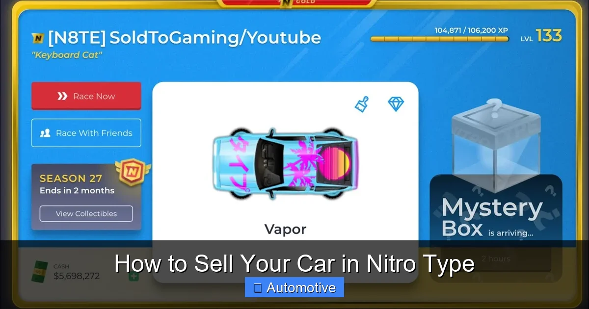 How to Sell Your Car in Nitro Type