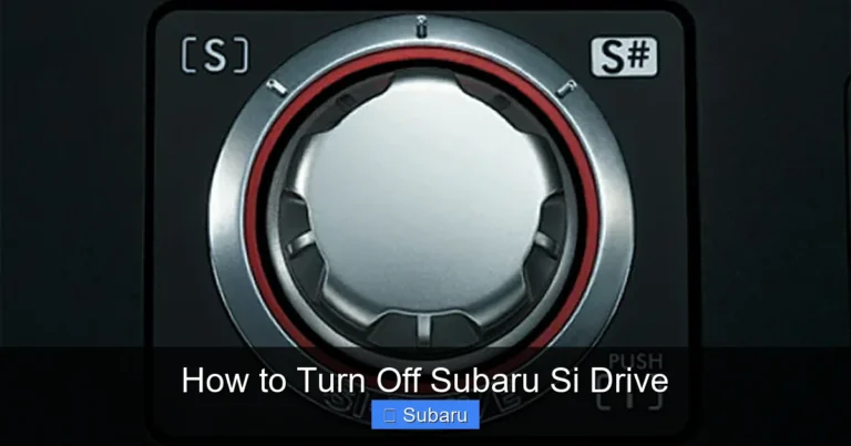 How to Turn Off Subaru Si Drive
