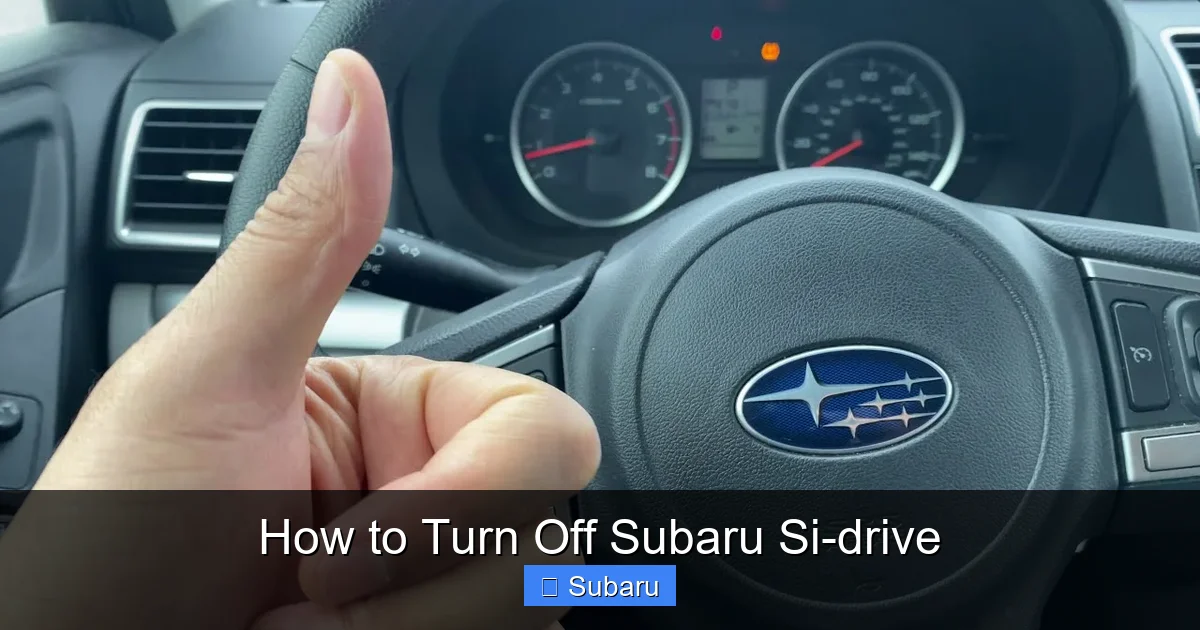 How to Turn Off Subaru Si-drive