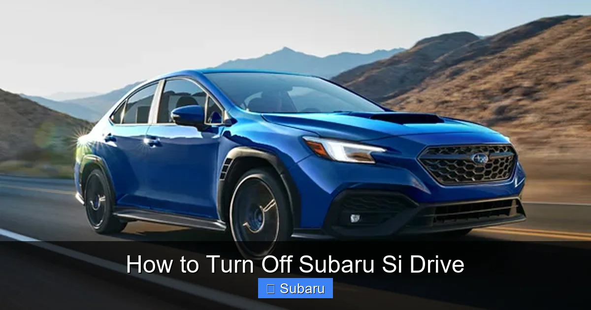 How to Turn Off Subaru Si Drive