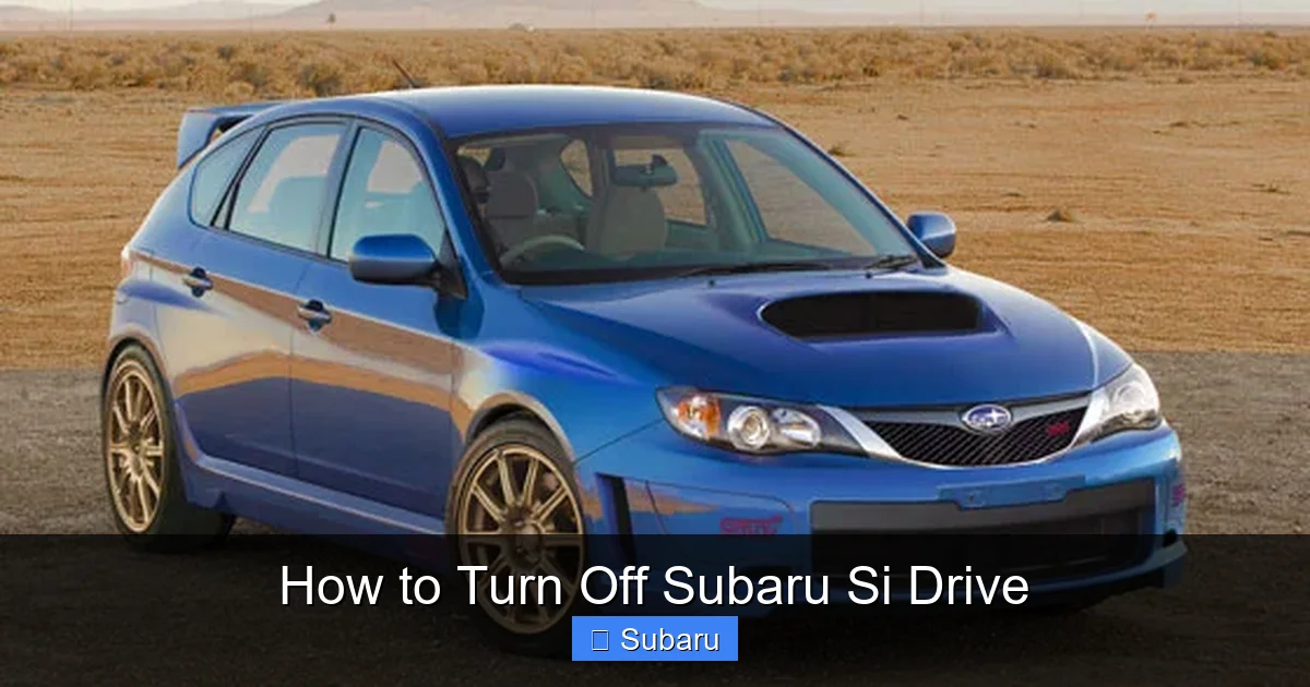 How to Turn Off Subaru Si Drive