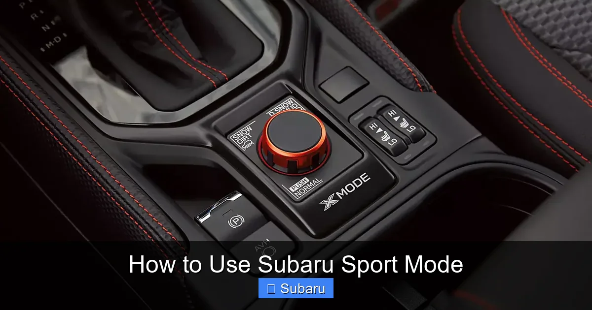 How to Use Subaru Sport Mode