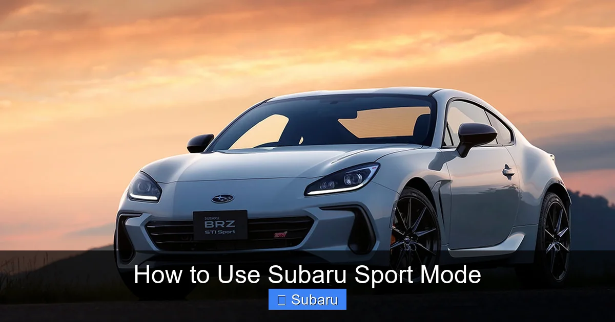 How to Use Subaru Sport Mode