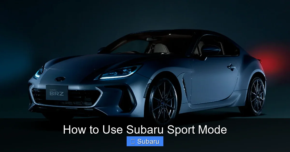 How to Use Subaru Sport Mode