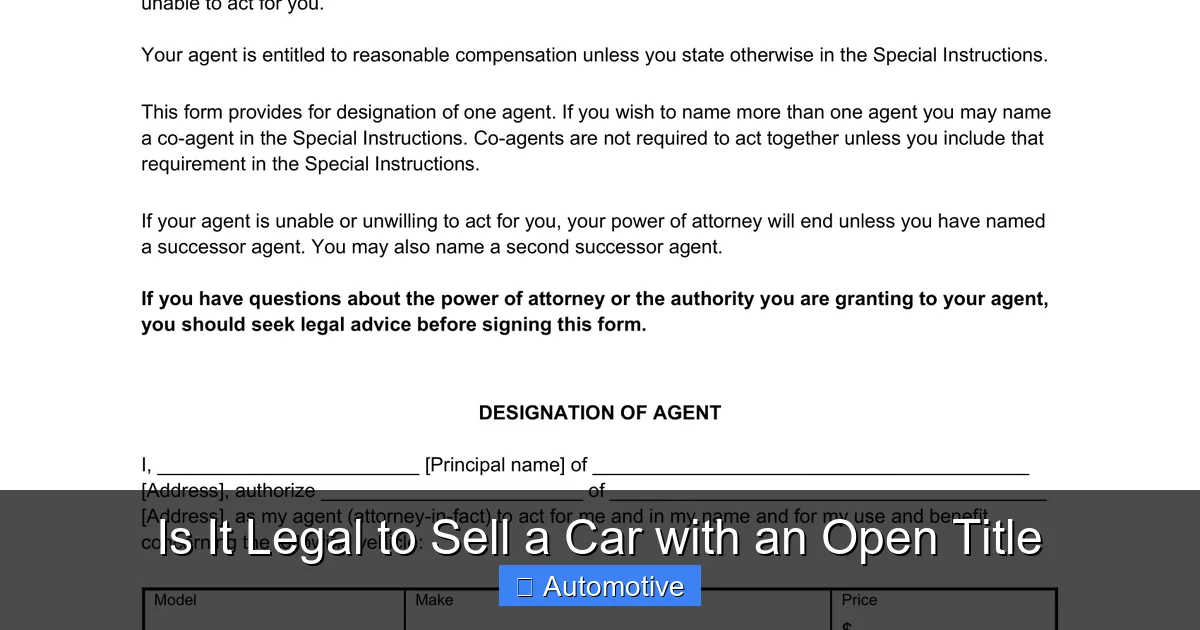 Is It Legal to Sell a Car with an Open Title