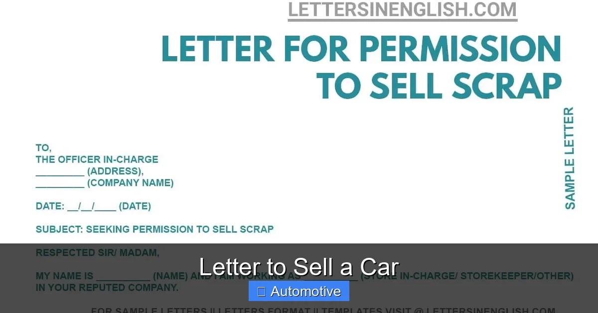 Letter to Sell a Car