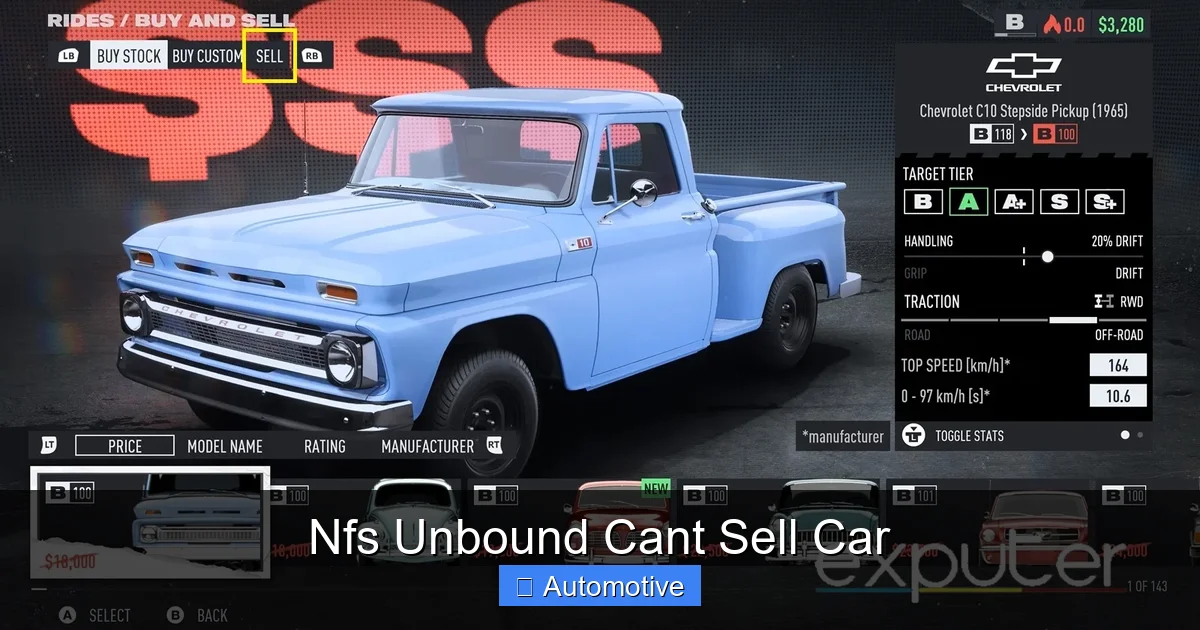 Nfs Unbound Cant Sell Car