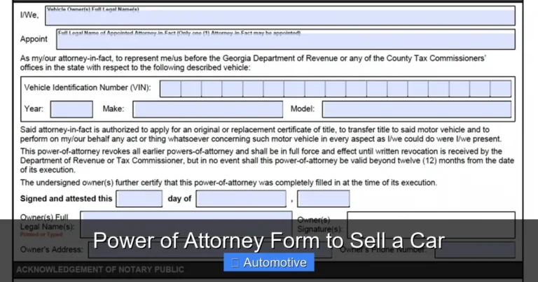 Power of Attorney Form to Sell a Car