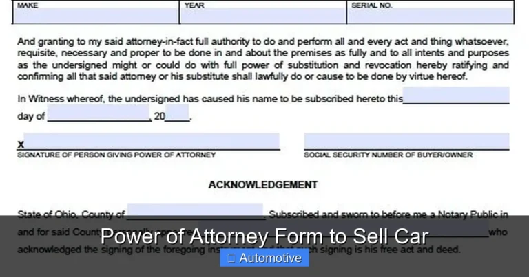 Power of Attorney Form to Sell Car