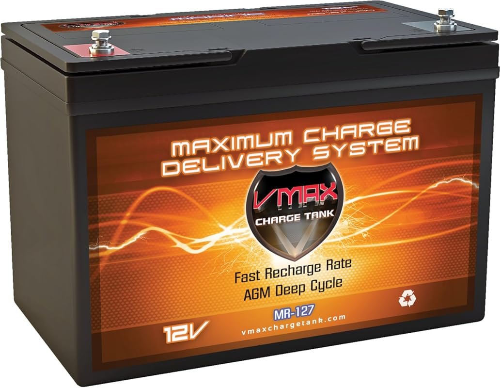 VMAX MR127 Group 27 AGM Deep Cycle Battery: 12V 100Ah for Marine Use