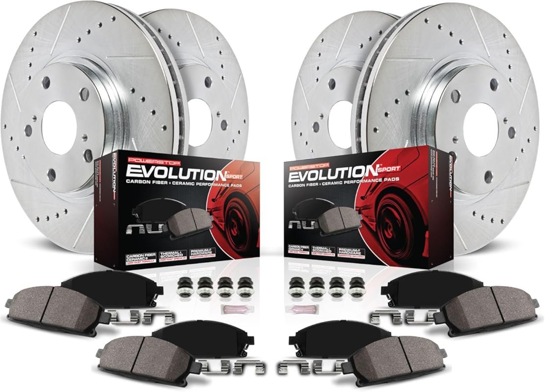 Power Stop Z23 Carbon Fiber Brake Pads and Drilled and Slotted Rotors 