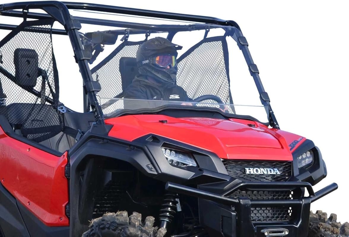 SuperATV Durable Clear Windshield for Honda Pioneer 1000, Scratch-Resi