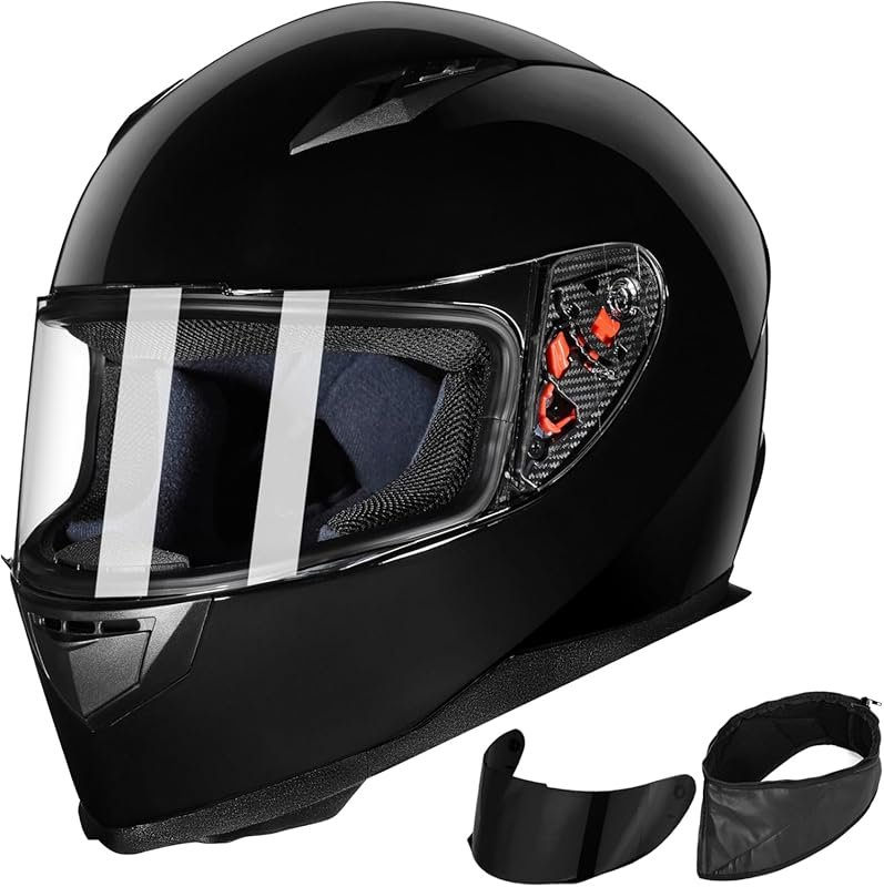 ILM DOT-Approved Full Face Motorcycle Helmet with Winter Scarf and Dual Visors