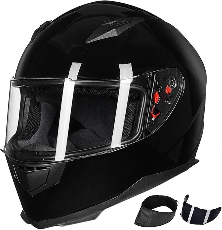 ILM Full Face Motorcycle Helmet with Removable Neck Scarf and 2 Visors